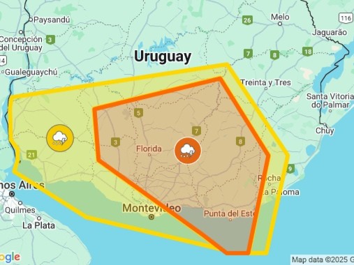 Inumet emitió alerta naranja para todo Maldonado