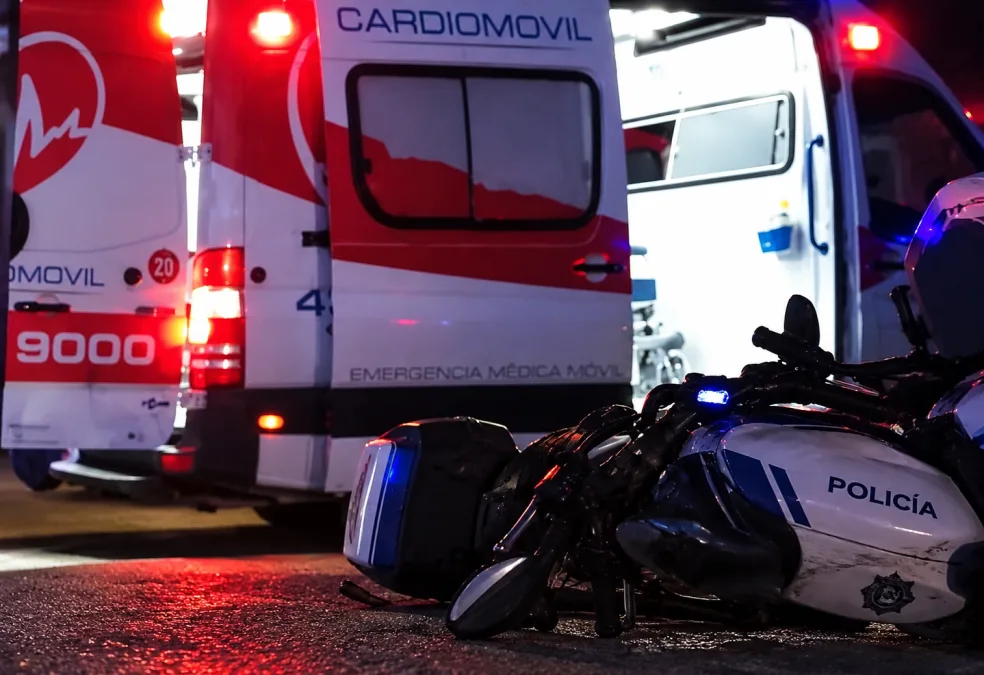 Motociclista que esc...