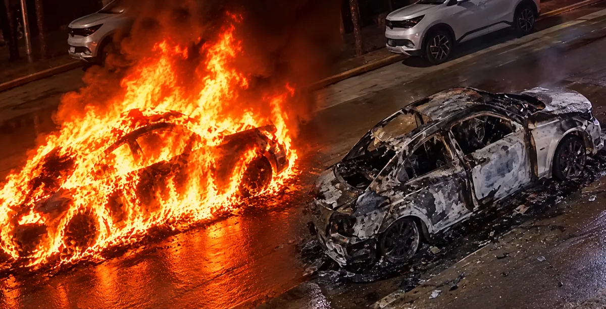 El incendio de un au...