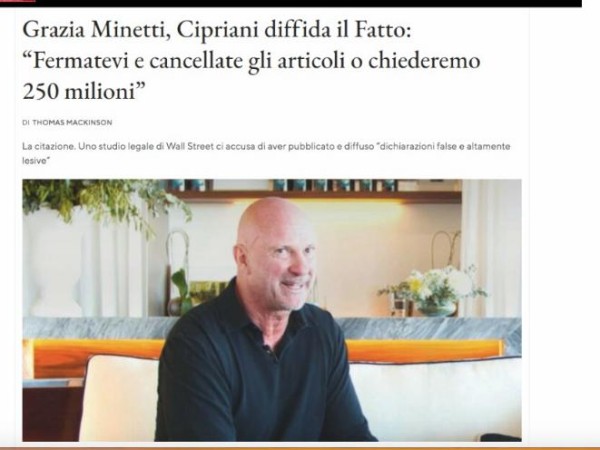 Cipriani intima a di...