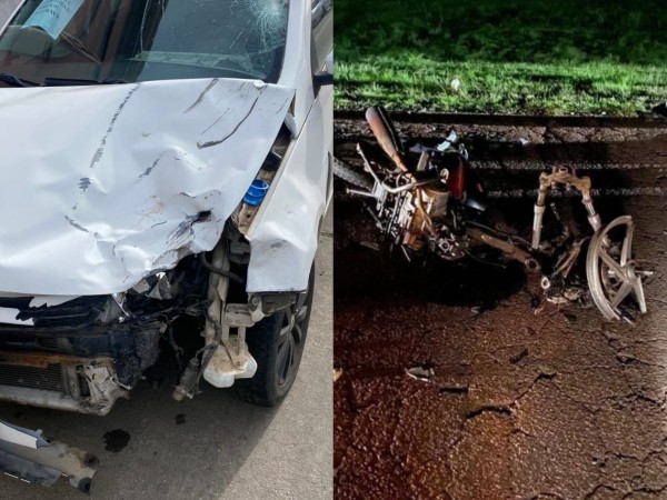 Siniestro entre un auto y una moto en ruta 39 vieja