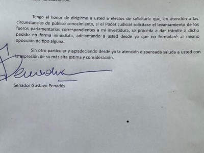 El senador Penadés solicitó que se le levanten los fueros en caso de solicitarlo la justicia