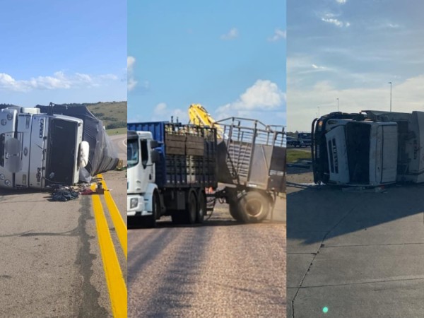 Tres vuelcos de cami...