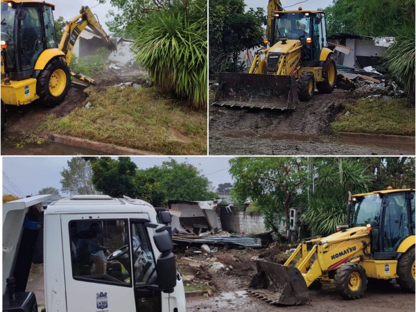 Demolieron una vivienda abandonada que funcionaba como boca de drogas