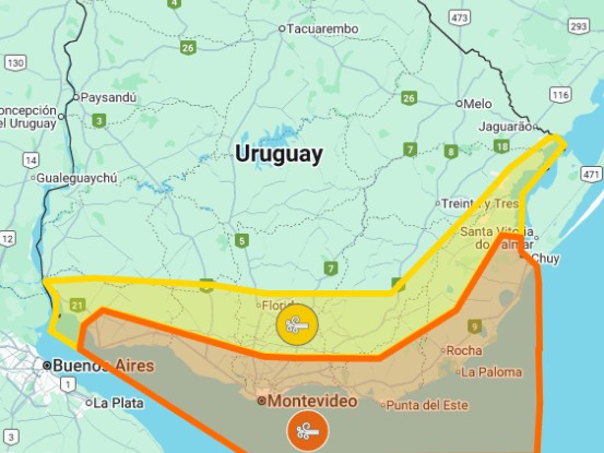 Inumet emitió alerta naranja para Maldonado por vientos muy fuertes y persistentes