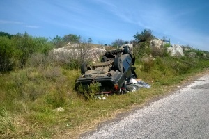 Espectacular vuelco en ruta 12 dejó solo contusiones a una mujer y 4 niños