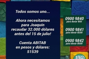 Todos por Joaquín; 10 días para colaborar con él