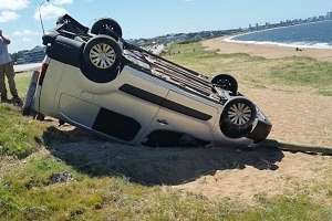 Espectacular accidente de una camioneta en Punta Ballena no dejó lesionados de entidad