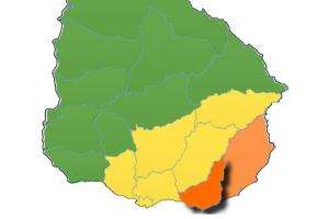 INUMET extendió advertencia anaranjada hasta la medianoche por vientos muy fuertes