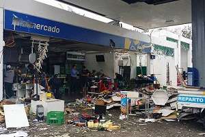 Así quedó la estación de servicio de Petrobras San Carlos
