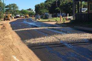 Se pavimentó un tramo de la calle Batalla del Cerrito, en el barrio Rivera