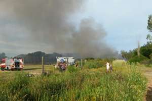 Bomberos combatieron incendio en las afueras de San Carlos