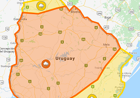 INUMET limita a parte del departamento  advertencia amarilla por tormentas fuertes