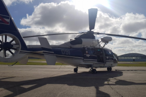 Helicóptero realiza traslado sanitario del Sanatorio Mautone al Hospital Policial
