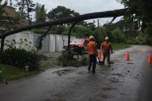 Dos voladuras de techos y varios arboles caídos fue el saldo del temporal que afectó a la zona