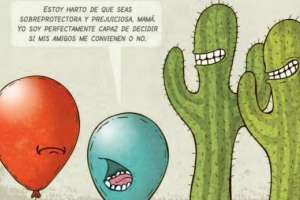 Cal y la viñeta en el libro escolar: sigo firme en mi postura; logré poner el tema encima de la mesa 