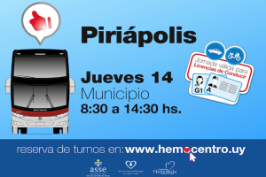 Hemocentro realizará una jornada de donación de sangre en Piriápolis