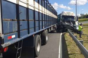 Dos personas mayores murieron y un menor grave tras accidentarse la camioneta que viajaban con dos camiones en ruta 8