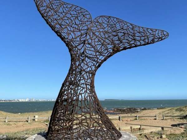 Escultura de la cola de la Ballena Franca fue llevada a Piedras del Chileno