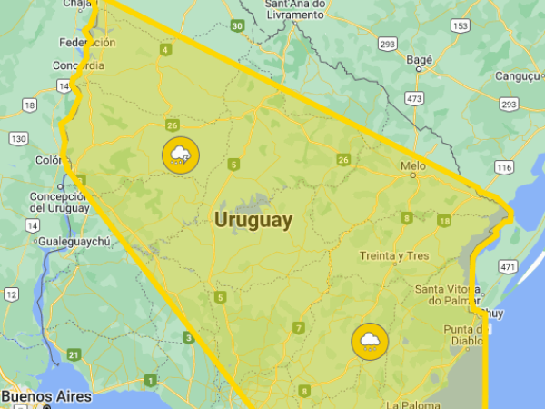 INUMET emitió alerta amarilla por tormentas y lluvias para Maldonado y varios departamentos