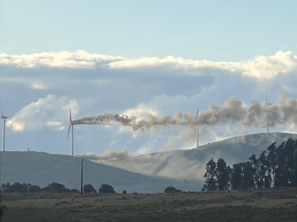Sierra de los Caracoles: se incendió un molino de viento en parque eólico de UTE